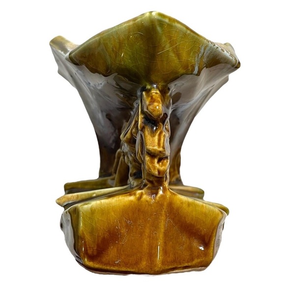 Vintage 1950s McCoy Large Lotus Centerpiece Pottery Planter - Flower Form Vase - Picture 4 of 10